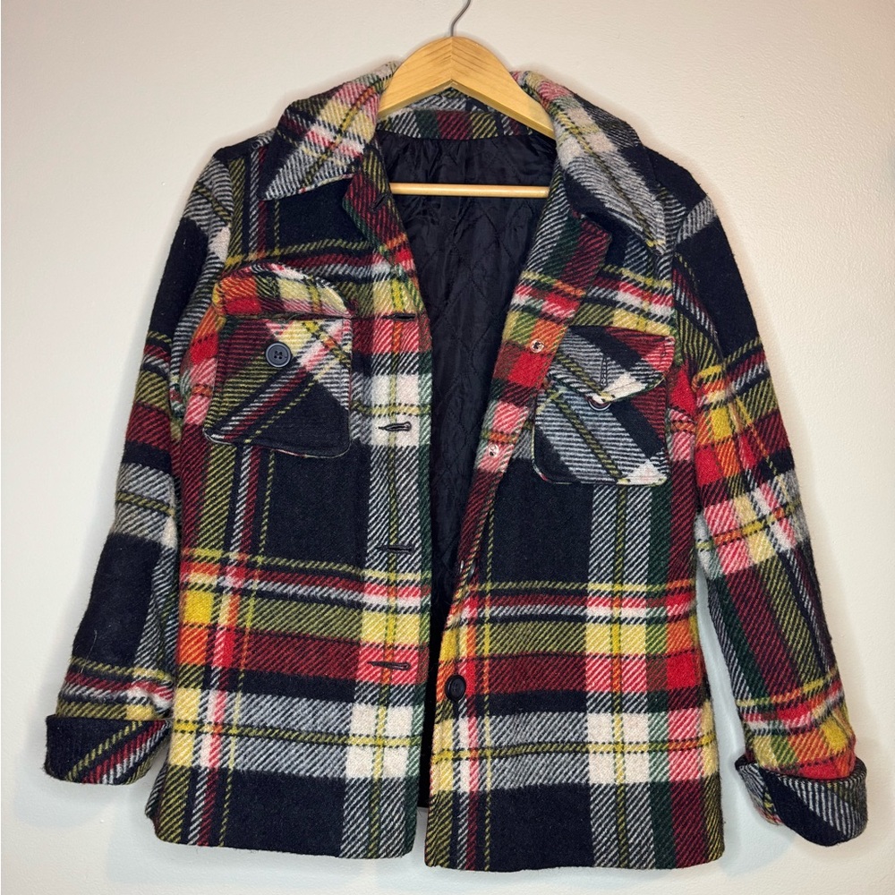 Vintage Sears JR Bazaar Plaid Wool Jacket Lined Work Coat Women’s M